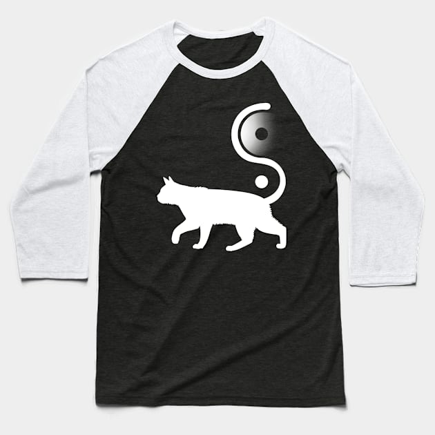 Ying Yang Cat Baseball T-Shirt by albertocubatas